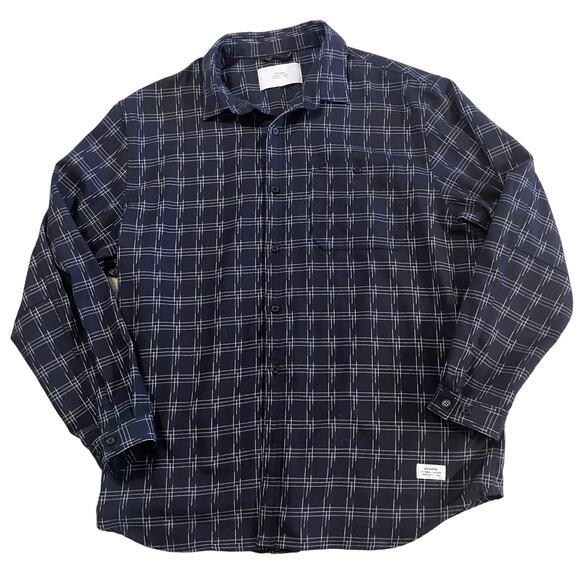 Stampd Shirt Sz L Core Grid Lined Men’s Flannel Button Down Black Casual - Picture 1 of 12